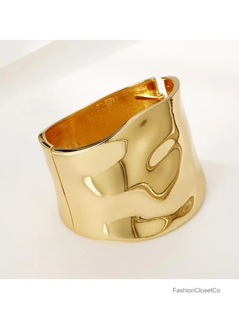 18K Gold Plated Chunky Bangle Bracelet Minimalist Open Cuff Geometric Jewelry
